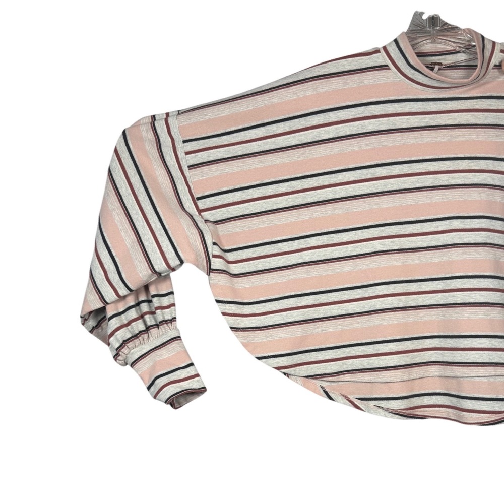 FREE PEOPLE Women's Steph Stripe Mock Neck Shirt Neutral Combo Size Medium - Picture 6 of 7